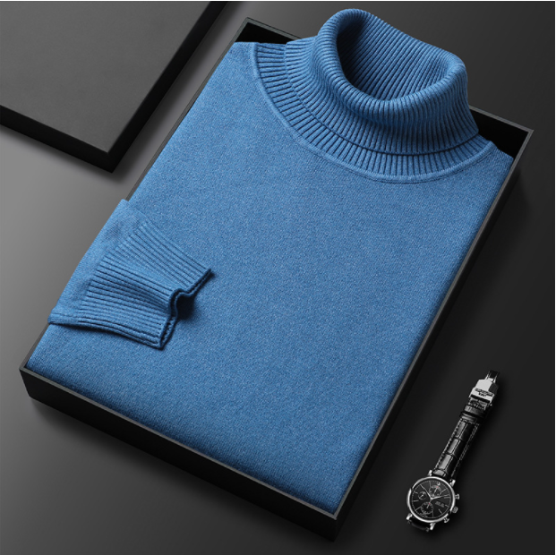 Pull col roulé homme, onze coloris, du M au 4XL, bleu