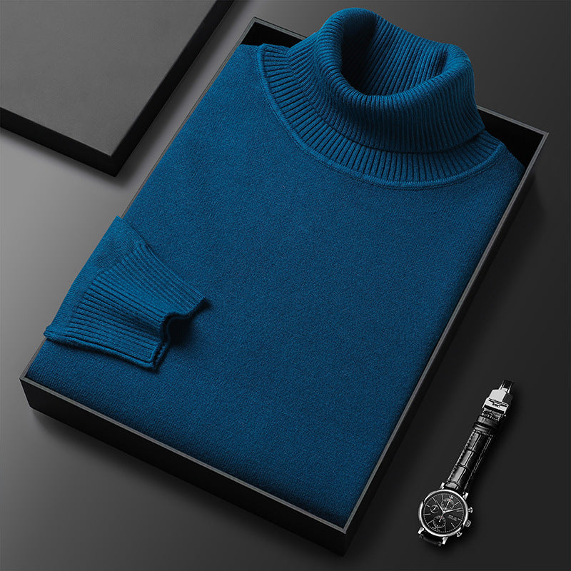 Pull col roulé homme, onze coloris, du M au 4XL, bleu foncé