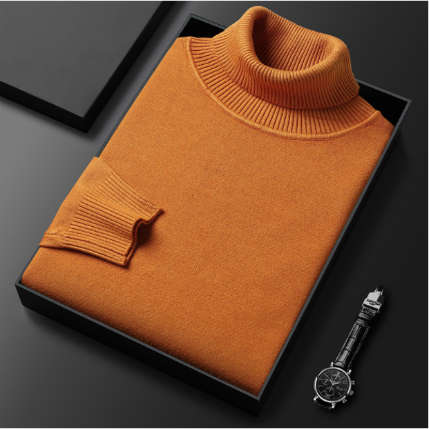 Pull col roulé homme, onze coloris, du M au 4XL, marron