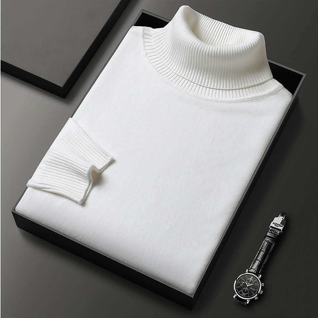 Pull col roulé homme, onze coloris, du M au 4XL, blanc