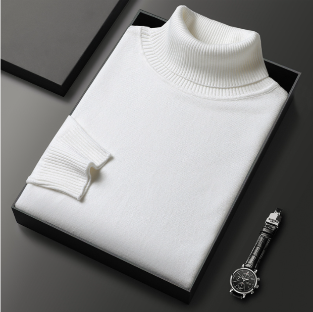 Pull col roulé homme, onze coloris, du M au 4XL, blanc