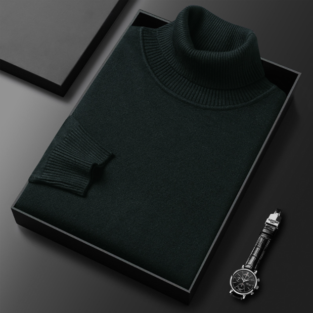 Pull col roulé homme, onze coloris, du M au 4XL, vert