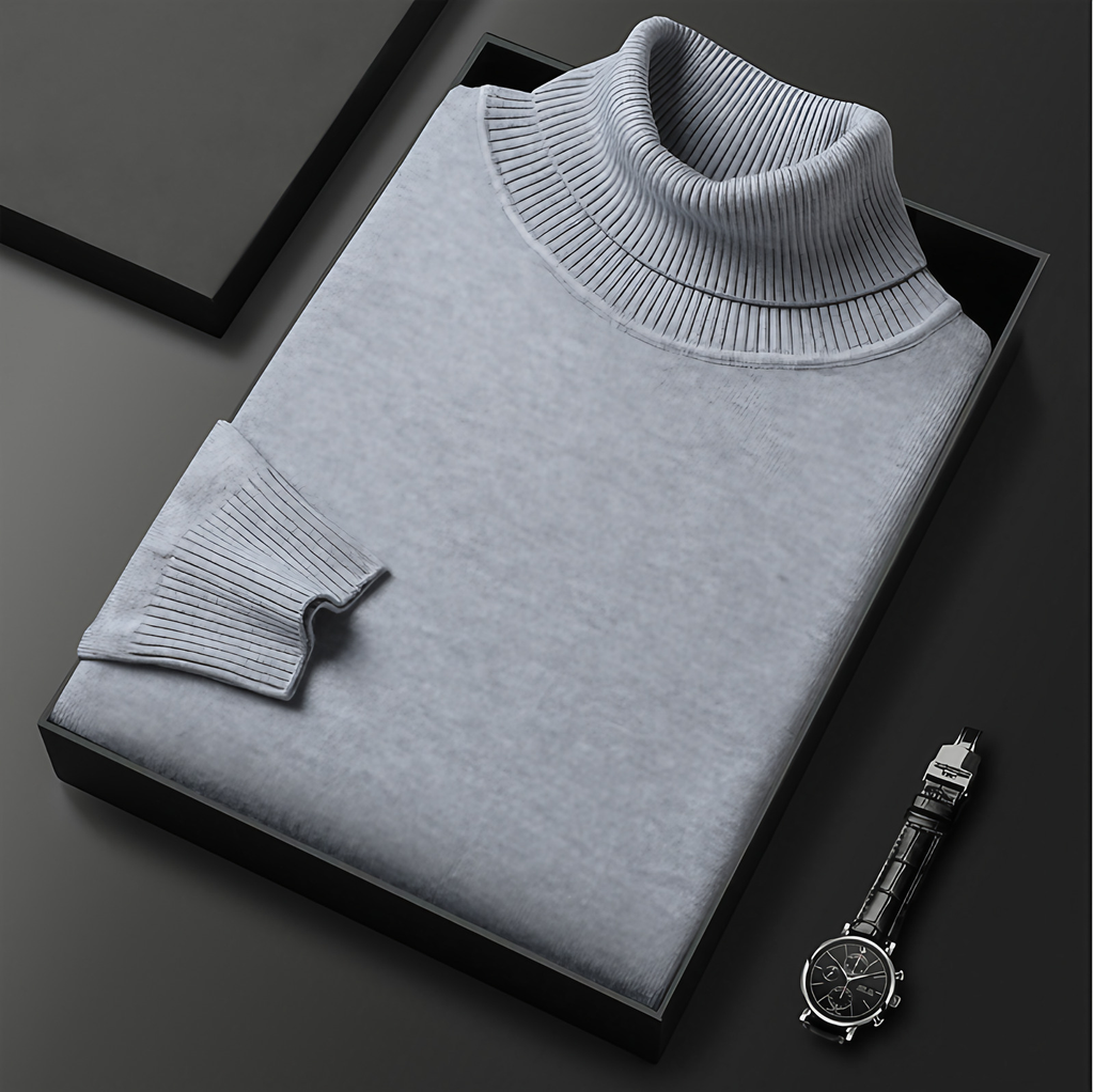 Pull col roulé homme, onze coloris, du M au 4XL, gris clair
