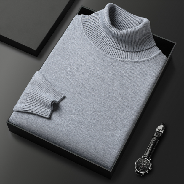 Pull col roulé homme, onze coloris, du M au 4XL, gris clair