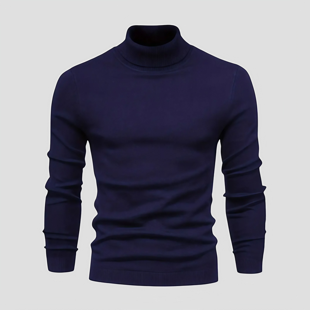 Pull col roulé homme coupe droite, huit coloris, du S au 2XL, bleu marine