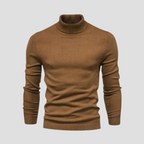 Pull col roulé homme coupe droite, huit coloris, du S au 2XL, marron