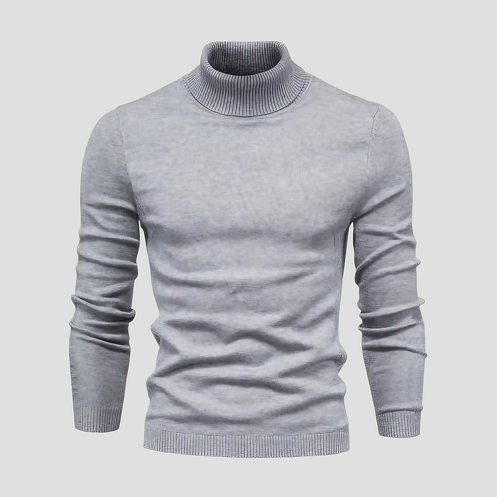 Pull col roulé homme coupe droite, huit coloris, du S au 2XL, gris
