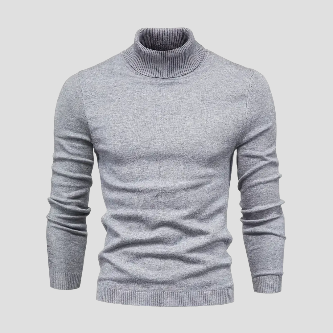 Pull col roulé homme coupe droite, huit coloris, du S au 2XL, gris