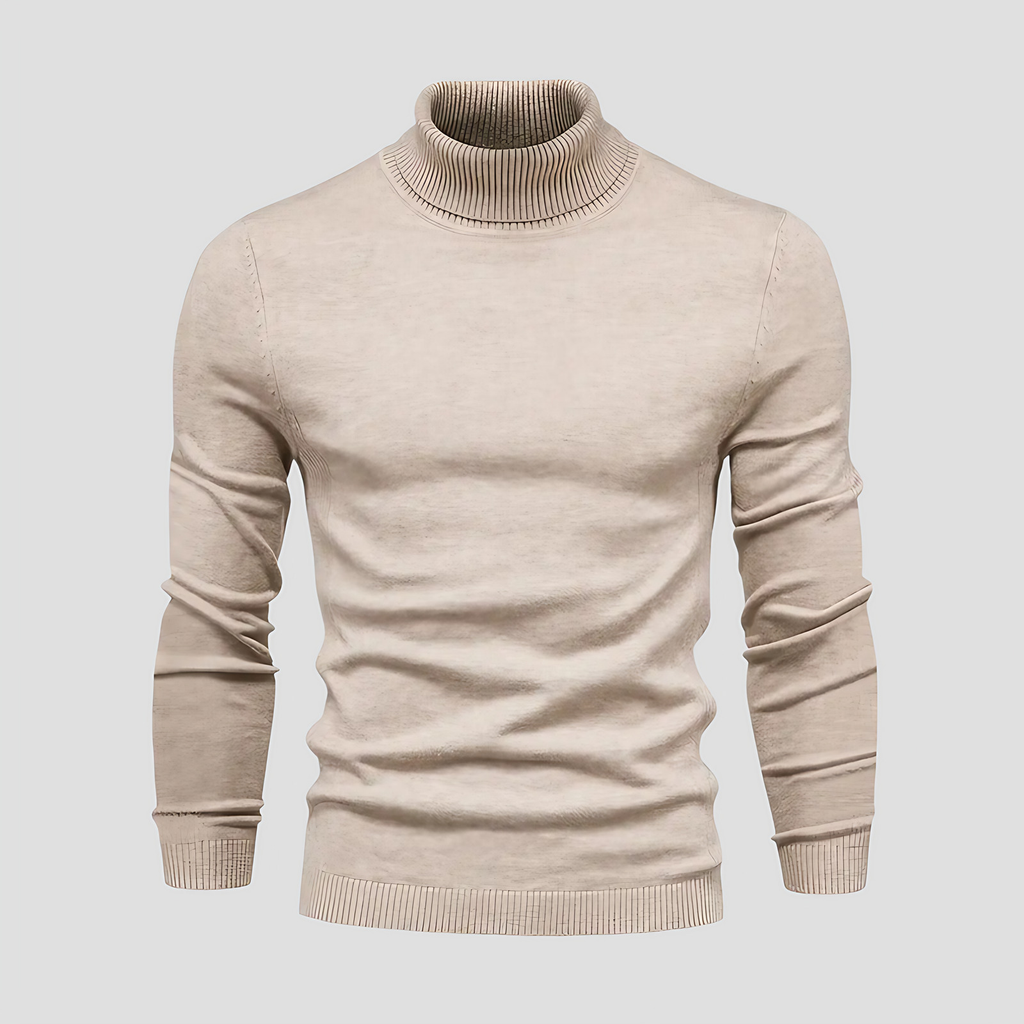 Pull col roulé homme coupe droite, huit coloris, du S au 2XL, kaki
