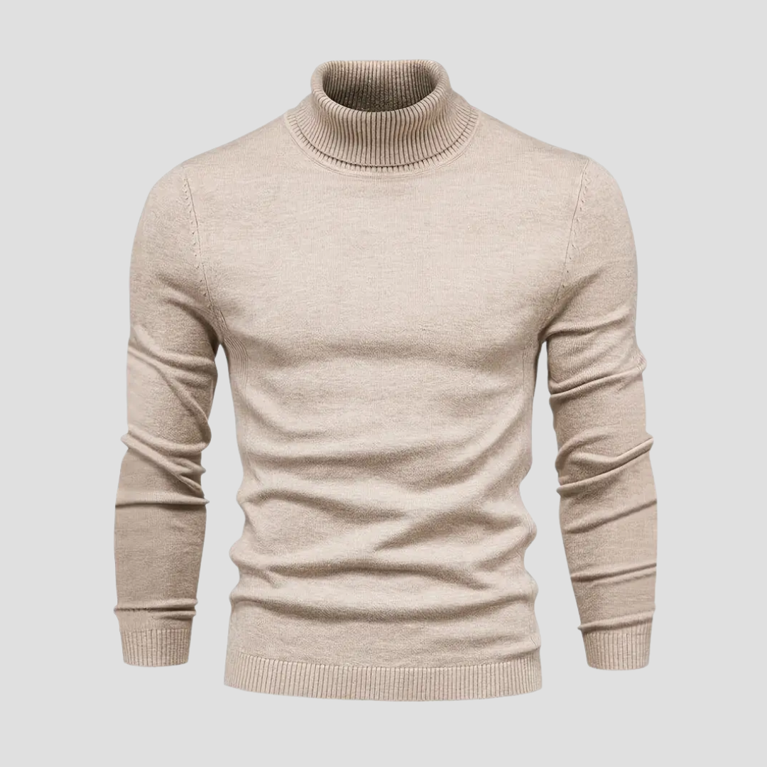 Pull col roulé homme coupe droite, huit coloris, du S au 2XL, kaki