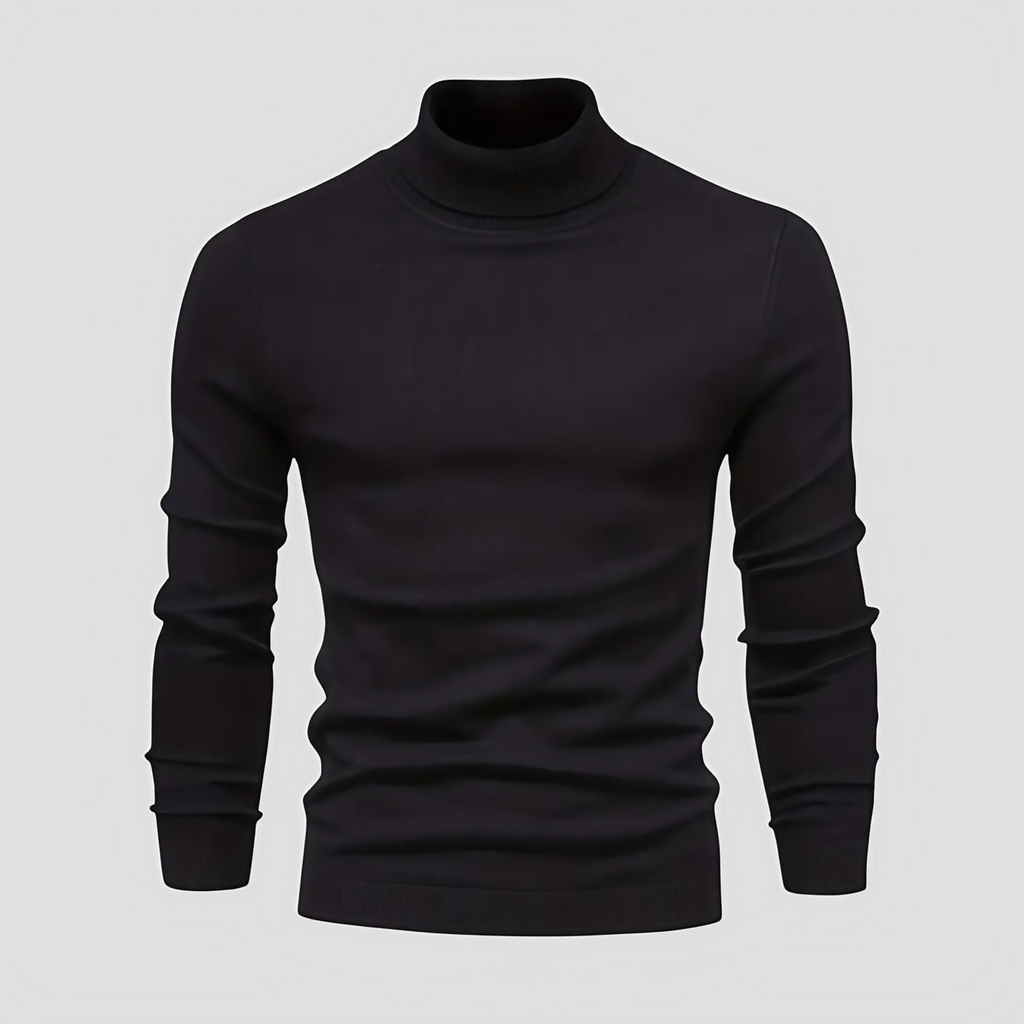 Pull col roulé homme coupe droite, huit coloris, du S au 2XL, noir