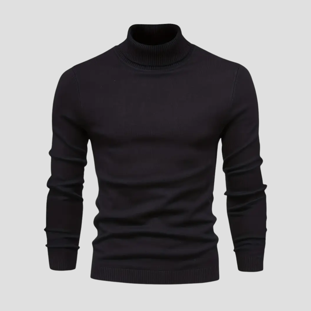 Pull col roulé homme coupe droite, huit coloris, du S au 2XL, noir