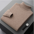 Pull col roulé homme coupe ajustée, six coloris, du S au 3XL, kaki