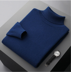 Pull col roulé homme coupe ajustée, six coloris, du S au 3XL, bleu