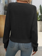 Pull col V femme à manches ajourées, blanc ou noir, du S au XL