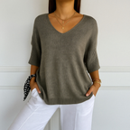 Pull col V femme coupe ajustée, onze coloris, du XS au 3XL, gris foncé