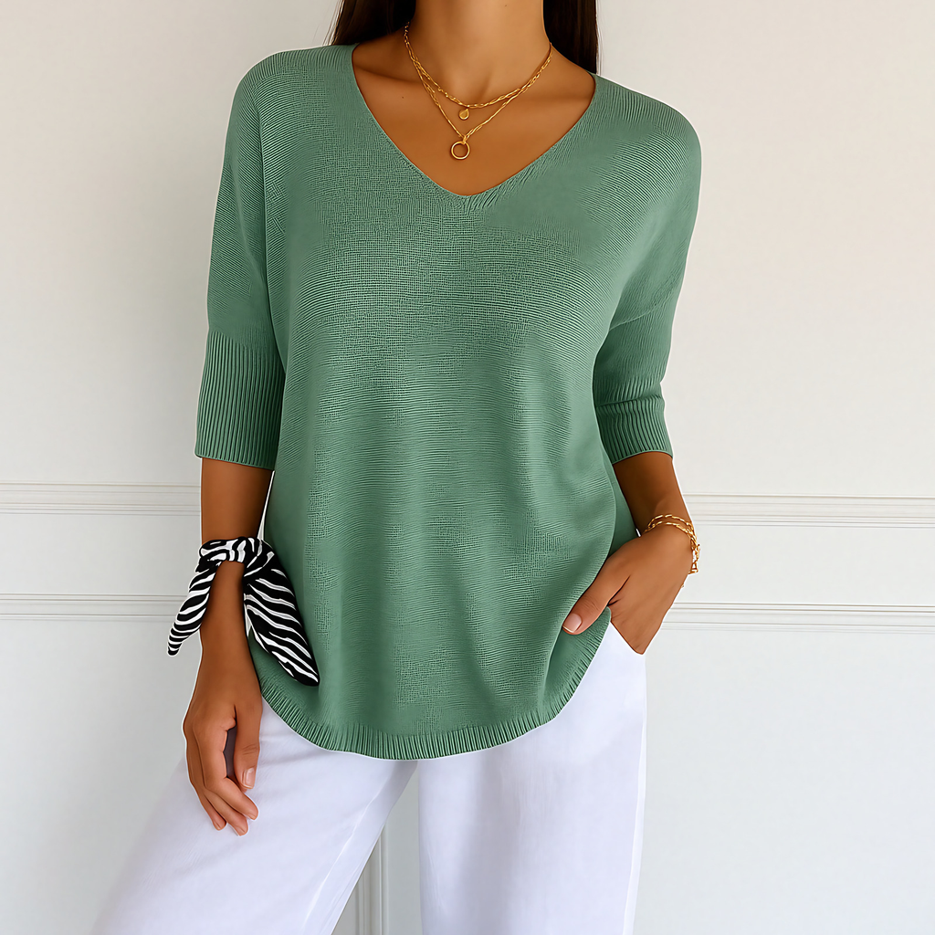 Pull col V femme coupe ajustée, onze coloris, du XS au 3XL, vert clair
