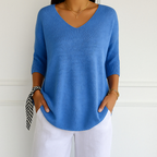 Pull col V femme coupe ajustée, onze coloris, du XS au 3XL, bleu 02