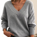 Pull col V femme pour l'automne et l'hiver, du XS au 3XL, gris