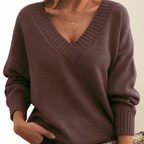 Pull col V femme pour l'automne et l'hiver, du XS au 3XL, marron