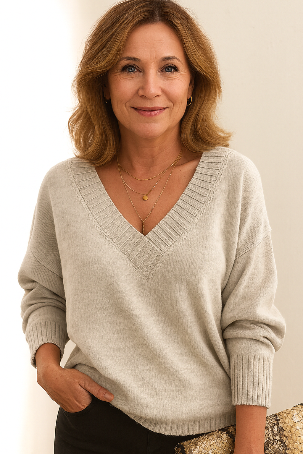 Pull col V femme pour l'automne et l'hiver, du XS au 3XL