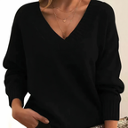 Pull col V femme pour l'automne et l'hiver, du XS au 3XL, noir