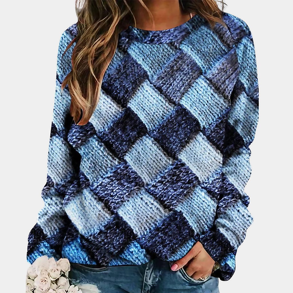 Pull coloré femme à motif, teintes vives, du XS au 3XL, bleu