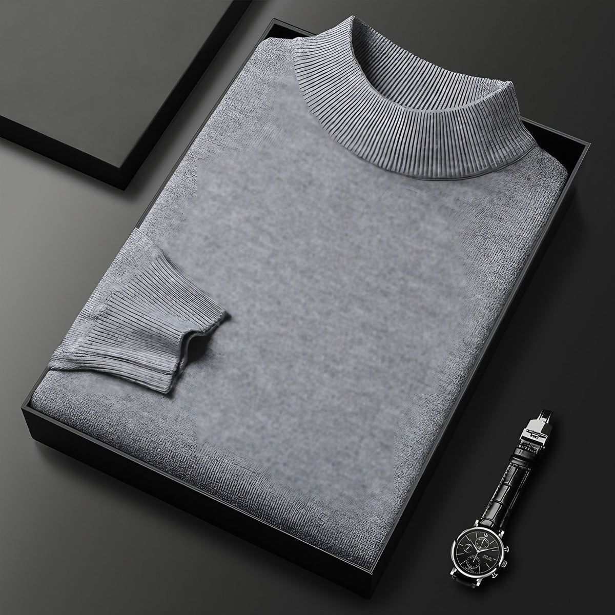 Pull homme en maille à col camionneur zippé, treize coloris, gris moyen