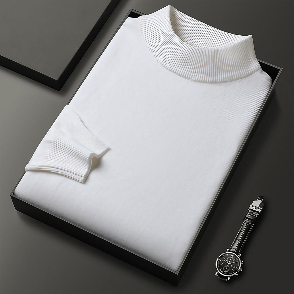 Pull homme en maille à col camionneur zippé, treize coloris, blanc