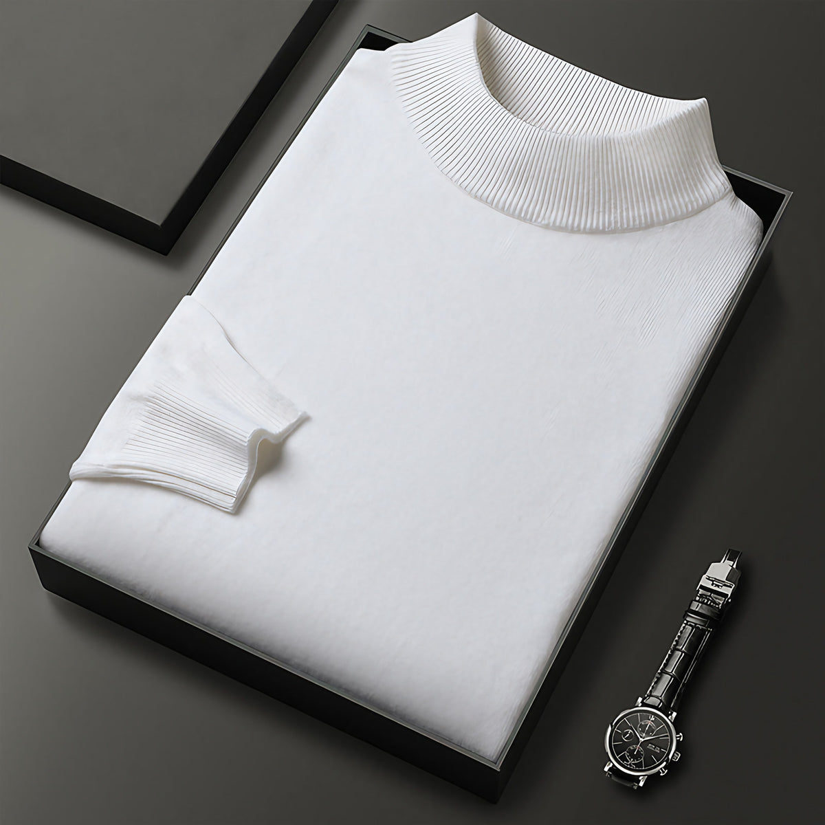 Pull homme en maille à col camionneur zippé, treize coloris, blanc