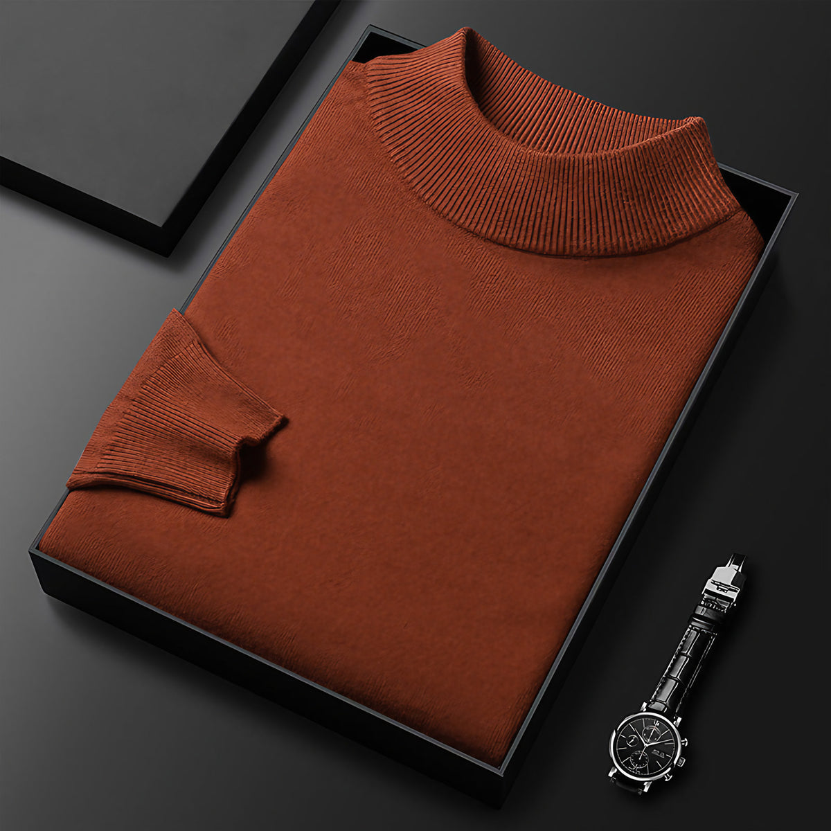 Pull homme en maille à col camionneur zippé, treize coloris, orange