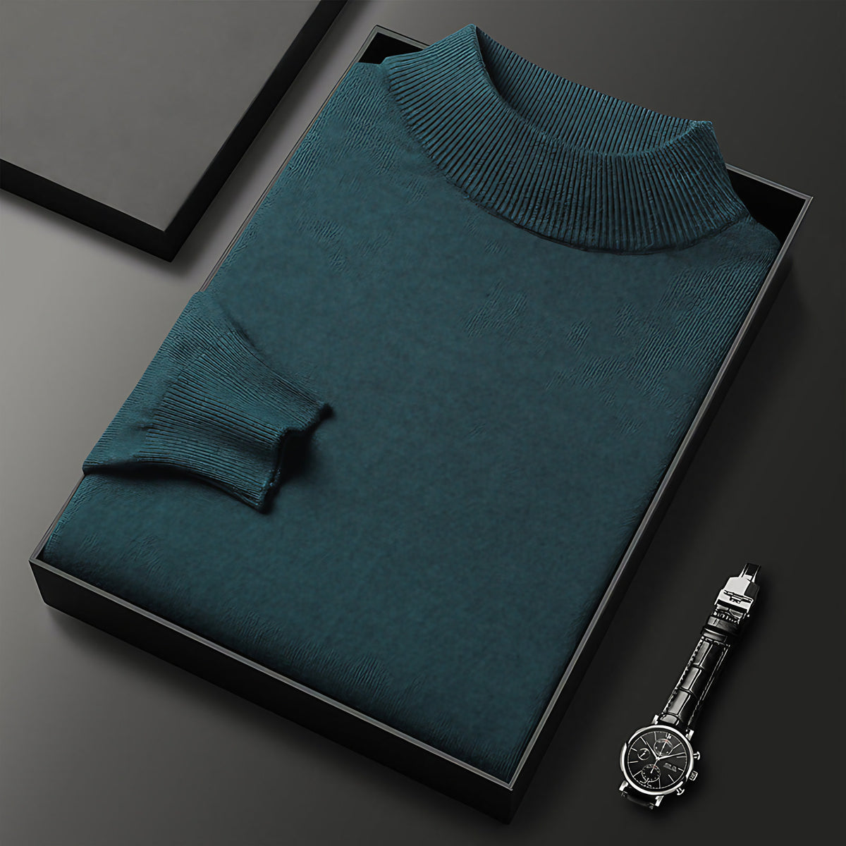 Pull homme en maille à col camionneur zippé, treize coloris, vert foncé