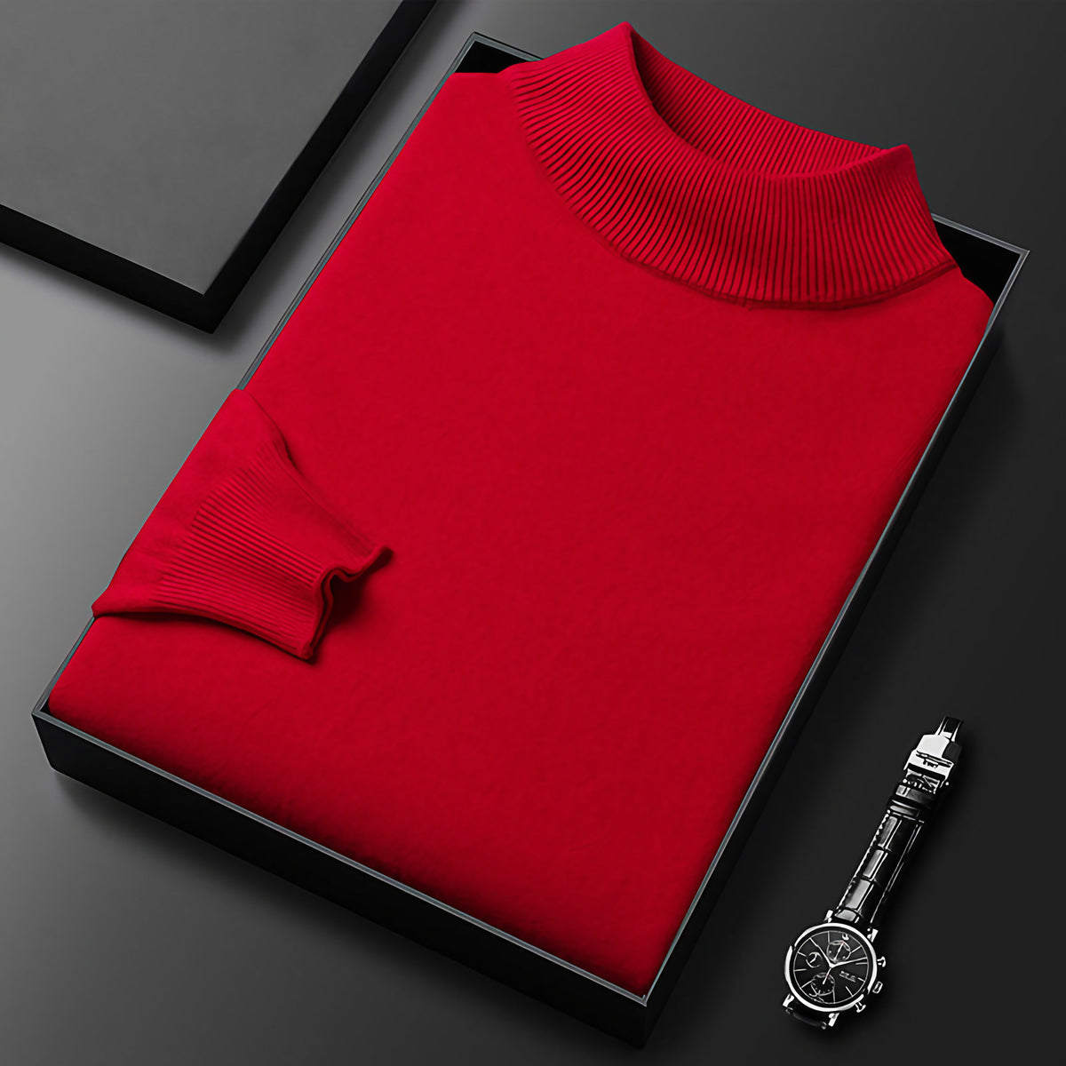 Pull homme en maille à col camionneur zippé, treize coloris, rouge