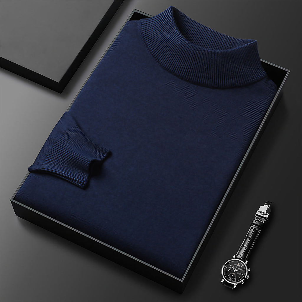 Pull homme en maille à col camionneur zippé, treize coloris, bleu marine