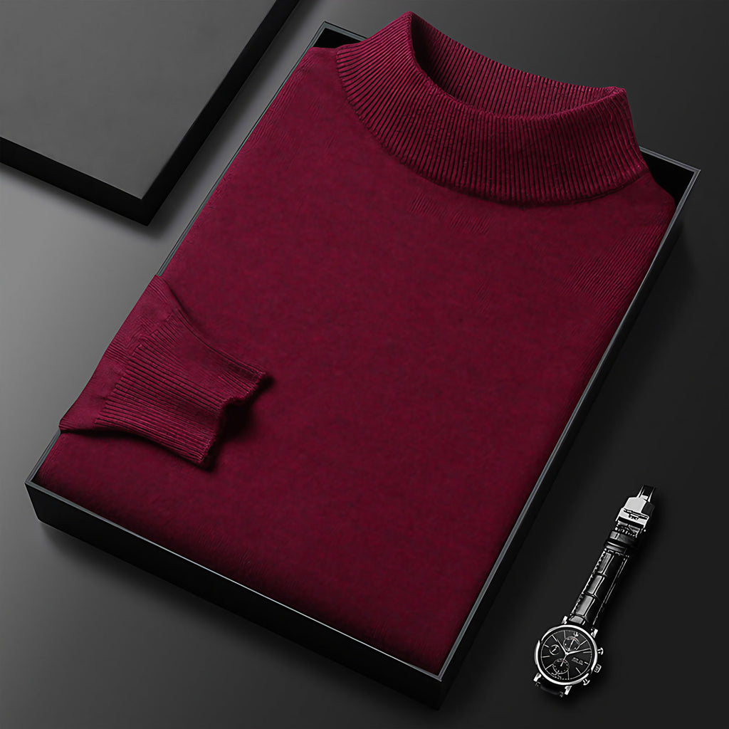 Pull homme en maille à col camionneur zippé, treize coloris, rouge vin