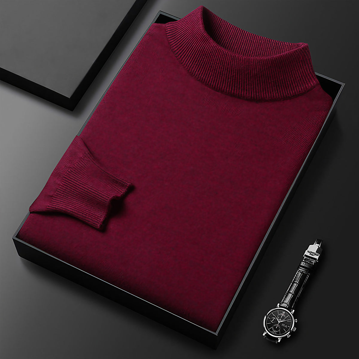Pull homme en maille à col camionneur zippé, treize coloris, rouge vin