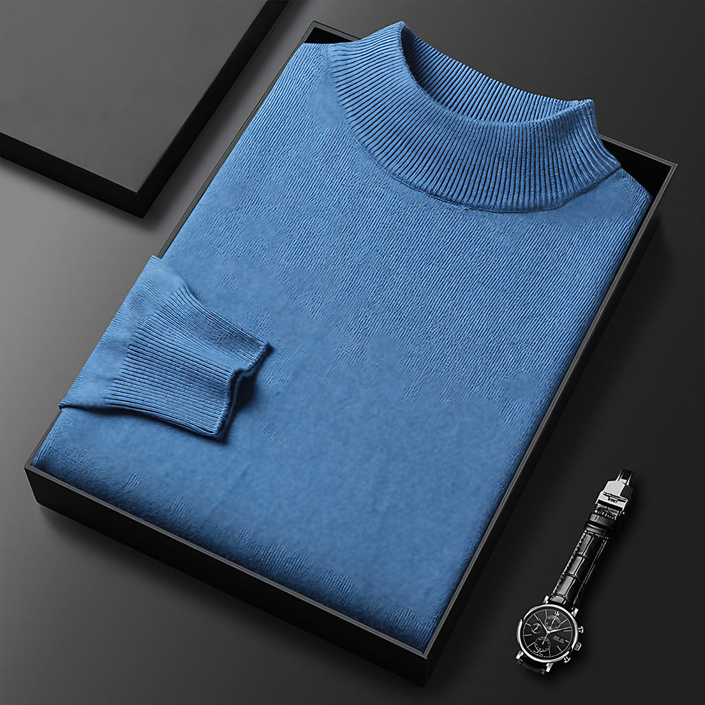 Pull homme en maille à col camionneur zippé, treize coloris, bleu