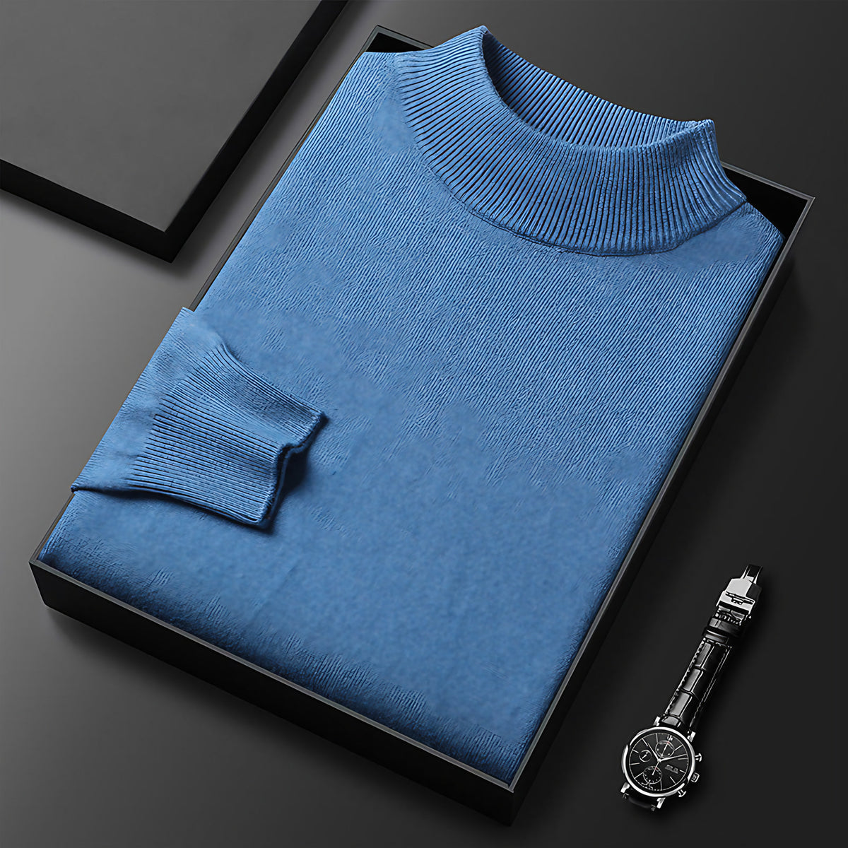 Pull homme en maille à col camionneur zippé, treize coloris, bleu