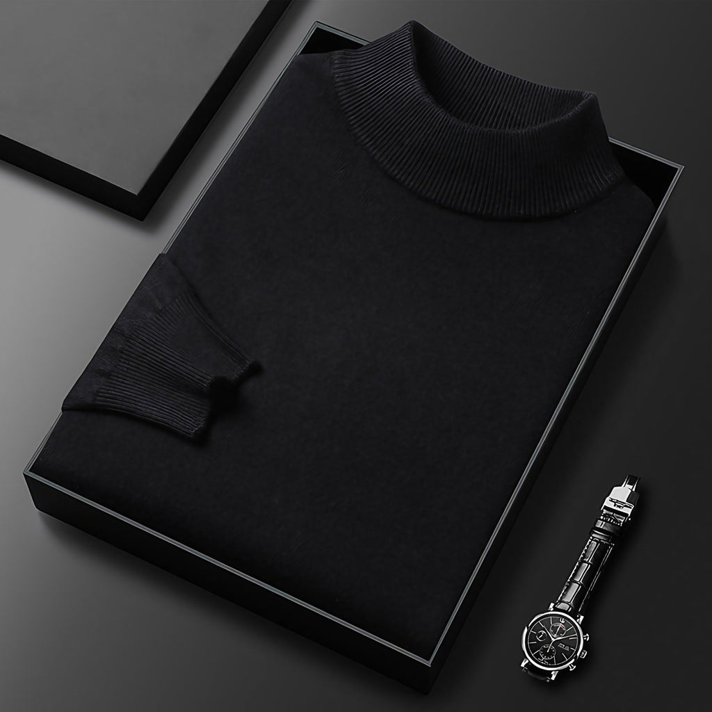 Pull homme en maille à col camionneur zippé, treize coloris, noir