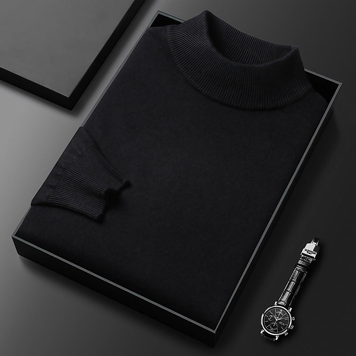 Pull homme en maille à col camionneur zippé, treize coloris, noir