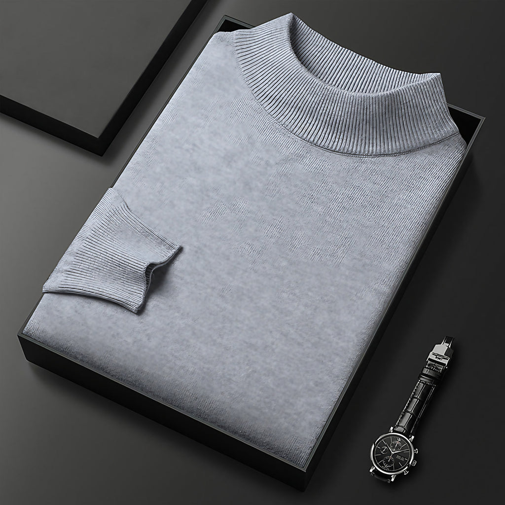 Pull homme en maille à col camionneur zippé, treize coloris, gris clair