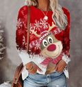 Pull de Noël femme à motifs rennes et flocons, S au 6XL, rouge