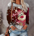 Pull de Noël femme à motifs rennes et flocons, S au 6XL, rouge foncé