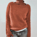 Pull femme classique à manches longues, sept coloris, orange