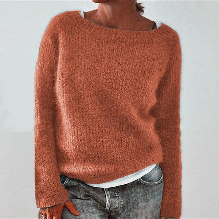 Pull femme classique à manches longues, sept coloris, orange