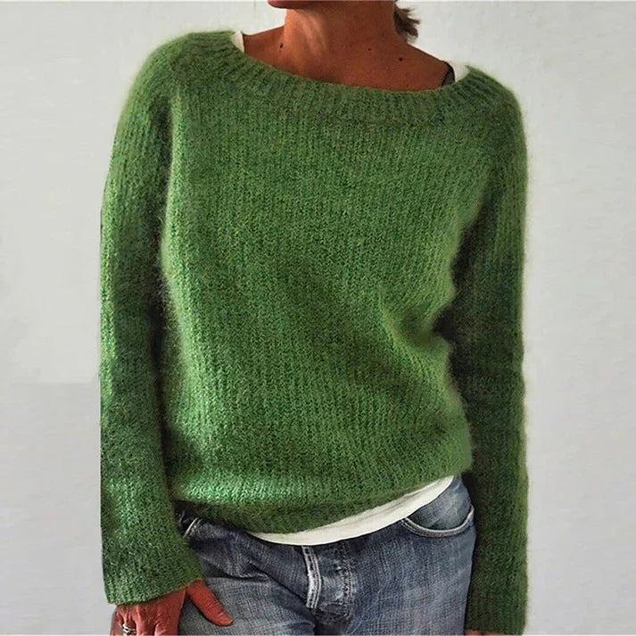 Pull femme classique à manches longues, sept coloris, vert