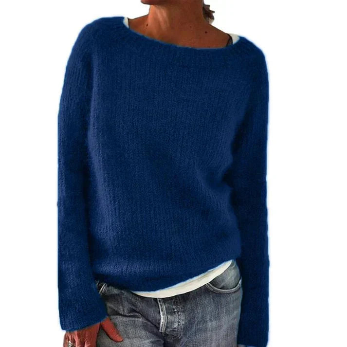 Pull femme classique à manches longues, sept coloris, bleu