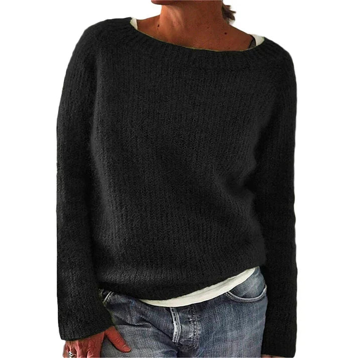 Pull femme classique à manches longues, sept coloris, noir