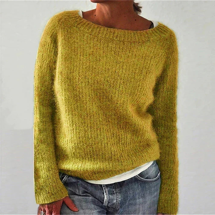Pull femme classique à manches longues, sept coloris, jaune