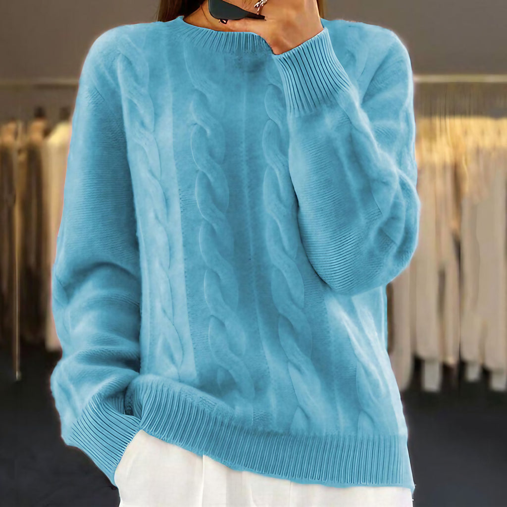 Pull femme en maille chaude, six coloris, du S au XL, bleu